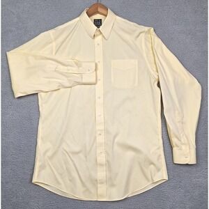 Jos A Bank Dress Shirt Mens 16.5/33 Yellow‎ Travelers Collection Tailered Fit